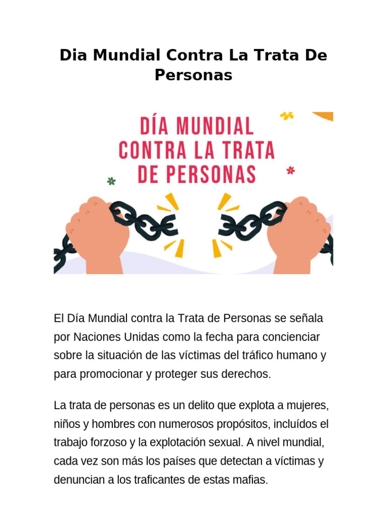 Dia Mundial Contra La Trata de Personas | PDF