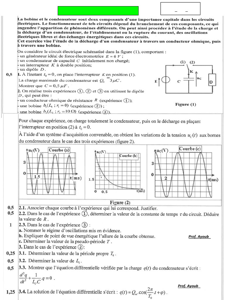 Exercices sur le circuit RLC série | PDF | Condensateur | Résistance ...