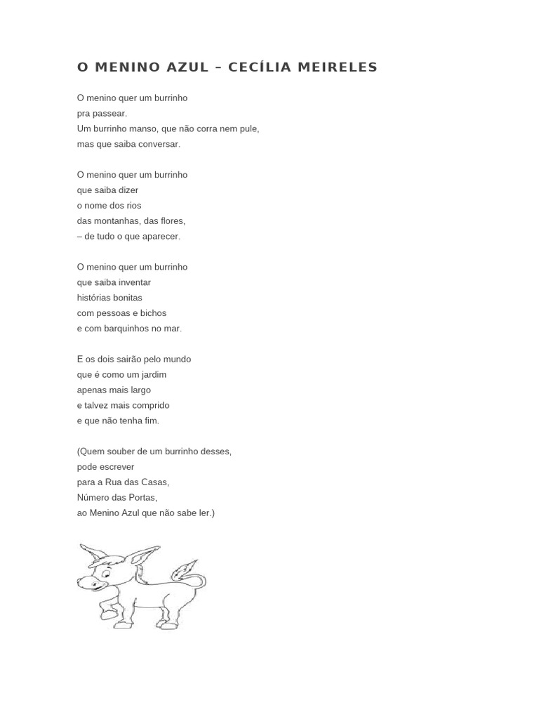 O Menino Azul - Poema de Cecília Meireles | PDF