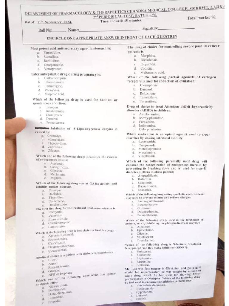 Pharma 2nd P.Test | PDF