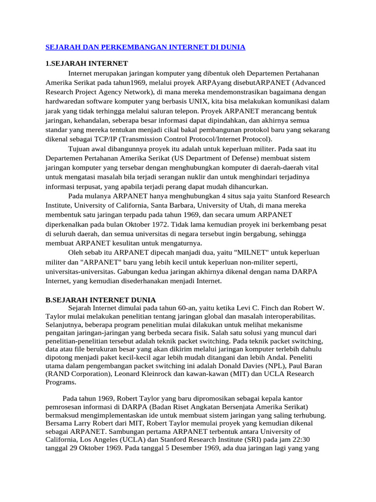 Sejarah dan Perkembangan Internet Global | PDF