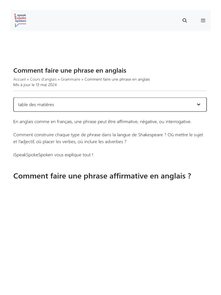 Construire des phrases en anglais | PDF | Phrase | Verbe