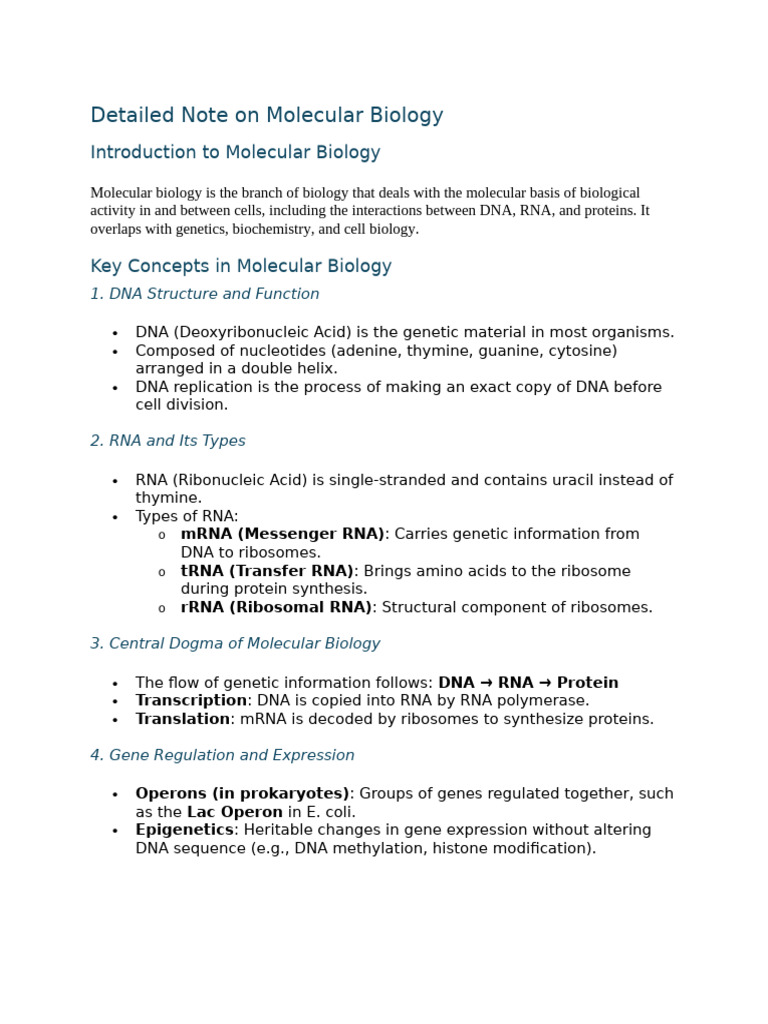 Molecular Biology Pdf Dna Rna