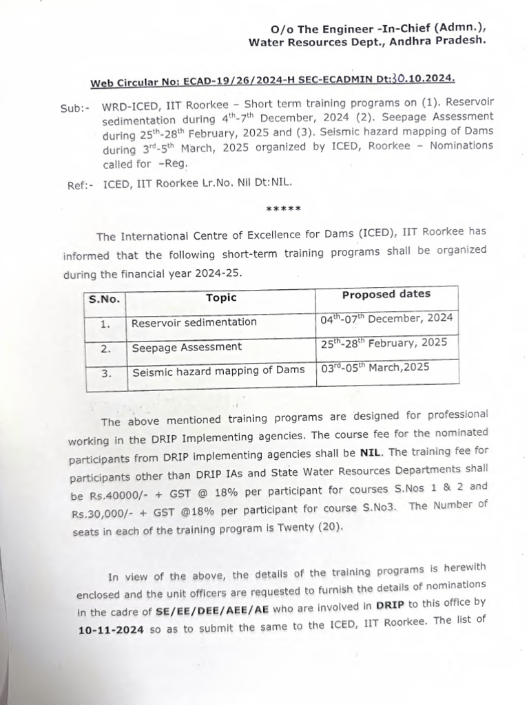 LR To All Units Training at IIT Roorkee | PDF