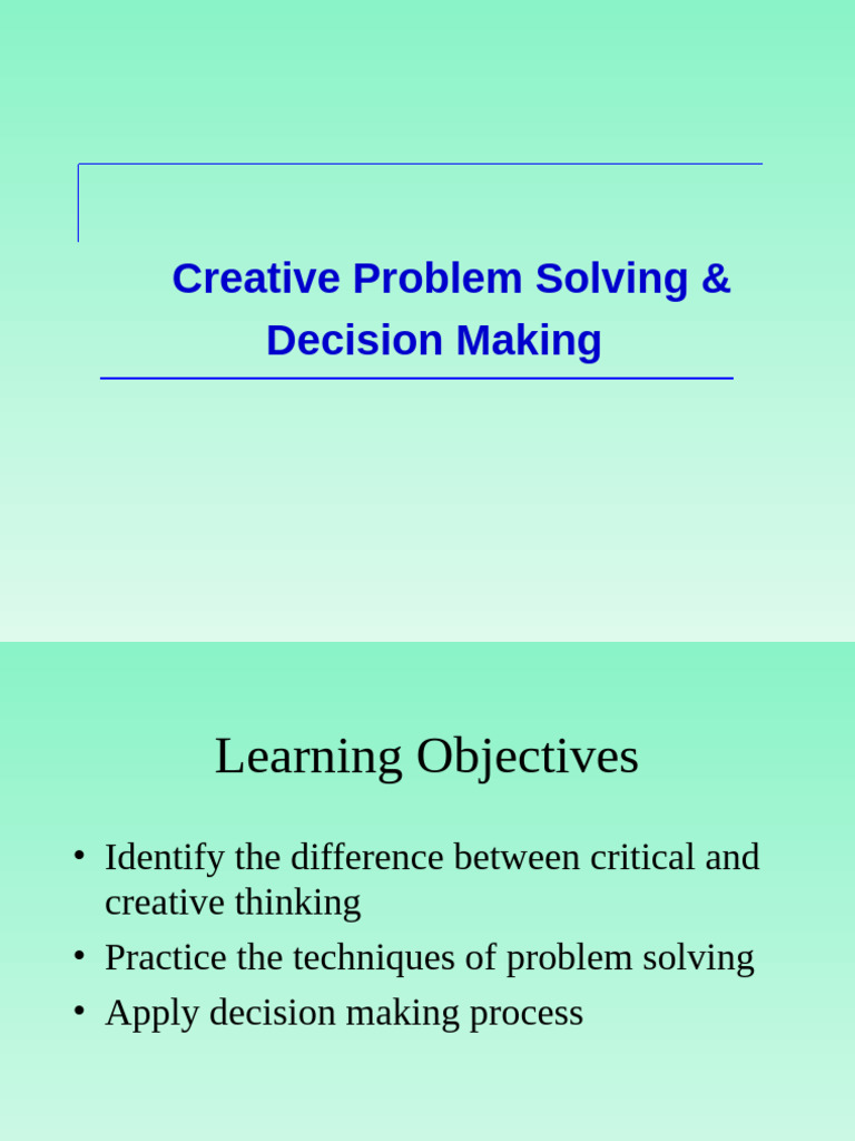 Creative Thinking & Problem Solving | PDF | Creativity | Thought