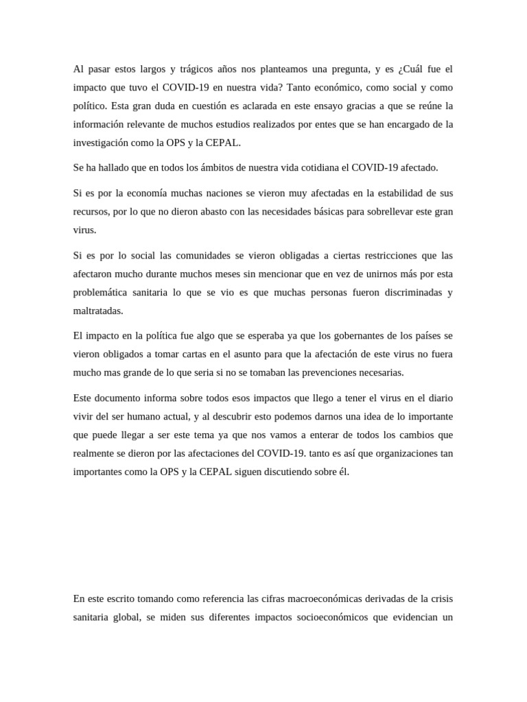 Impacto del COVID-19 en economía y sociedad | PDF | Politica social ...