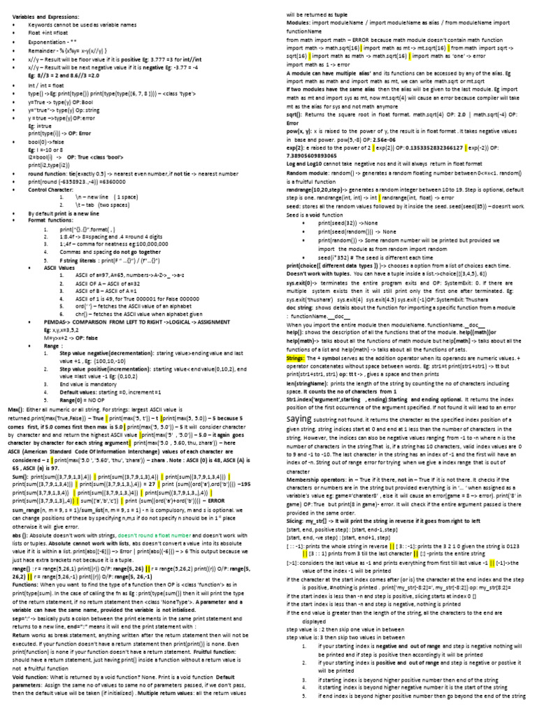 CheatSheetFinal | PDF | Parameter (Computer Programming) | Letter Case