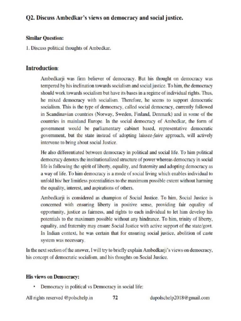 Ambedkar - Democracy | PDF | Socialism | Social Justice