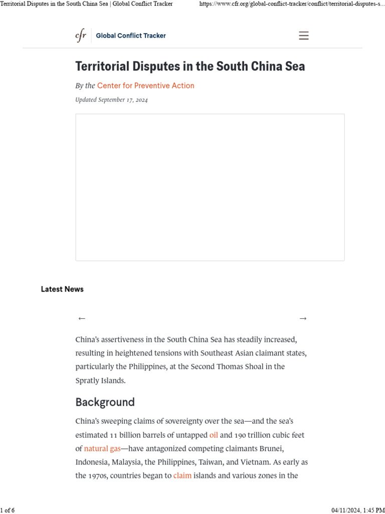 South China Sea Territorial Disputes | PDF | South China Sea ...