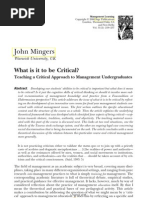 Mingers - What Is It To Be Critical