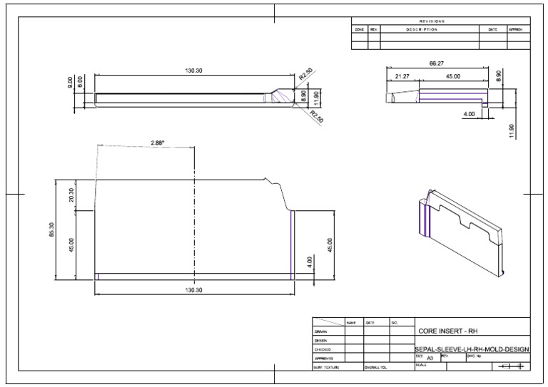 CORE INSERT-RH - Drawing - A3 With 4 Views | PDF