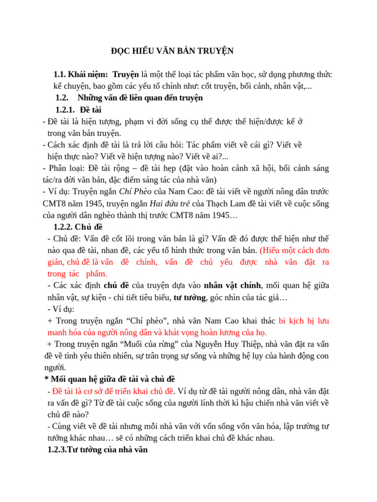 Đọc Hiểu Văn Bản Truyện | PDF
