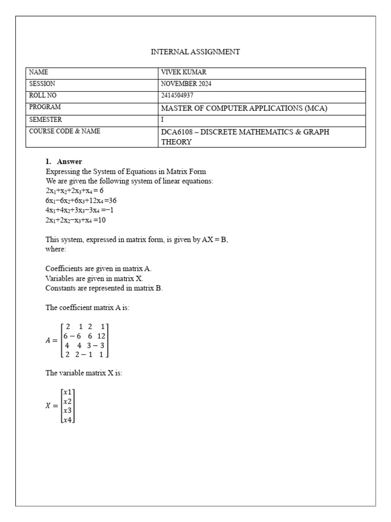 Dca6108 - Discrete Mathematics & Graph Theory | PDF | Vertex (Graph ...