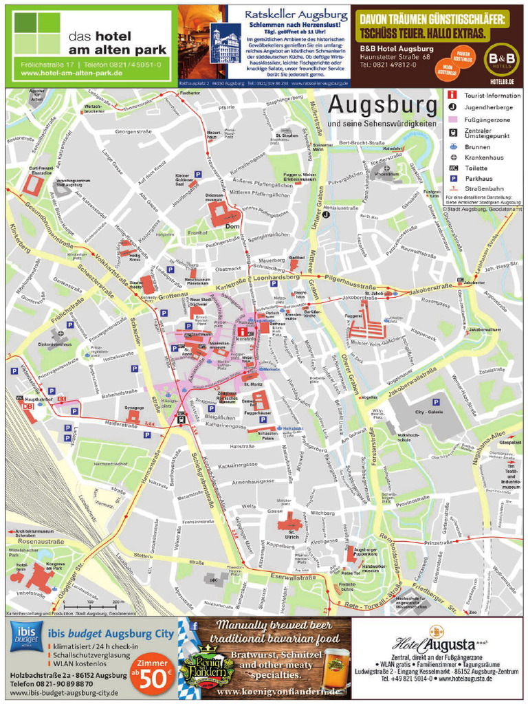 Augsburg Stadtplan Mit Sehenswurdigkeiten