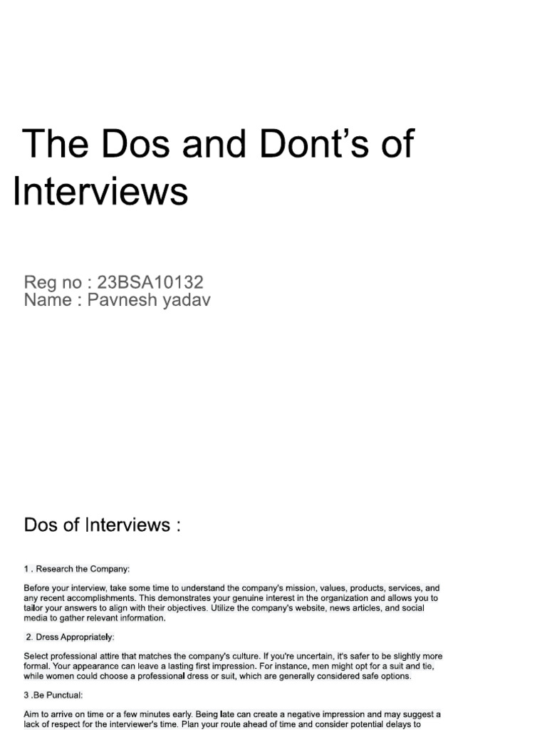 Dos and Dont's of Interviews | PDF