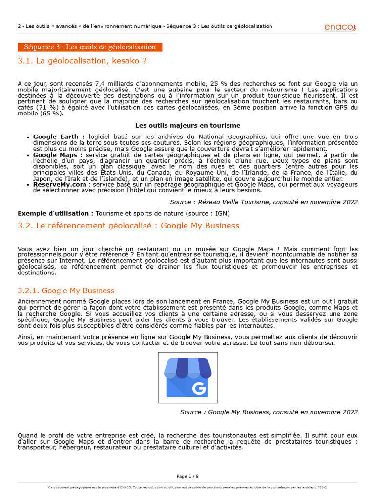 Outils de géolocalisation pour entreprises | PDF | Tourisme | Contrefaçon