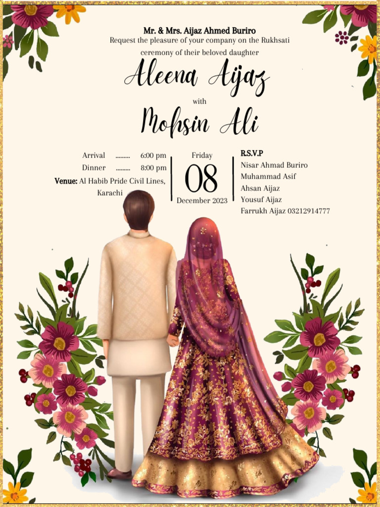 Rukhsati Invitation for Aleena Aijaz | PDF