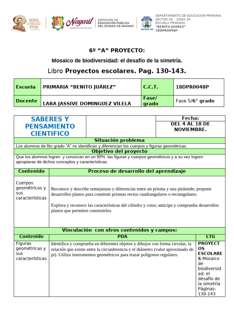 Proyecto de Geometría en 6º Grado | PDF | Geometría | Educación primaria