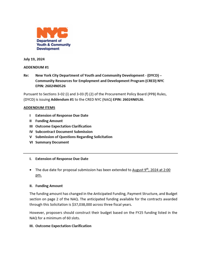 ADDENDUM 1 - Community Resources For Employment and Development Program ...