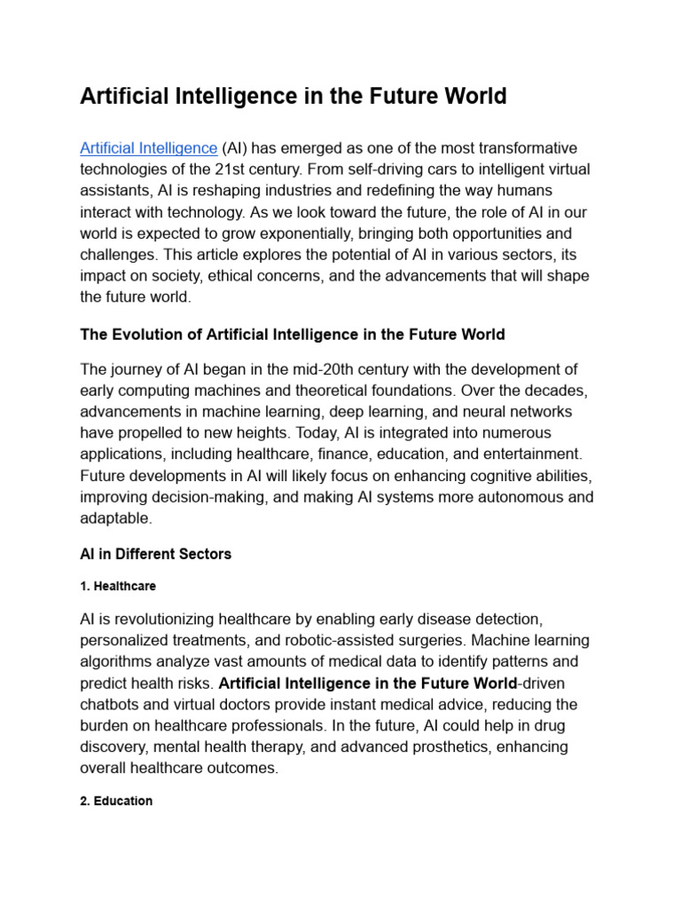 Artificial Intelligence in The Future World | PDF | Artificial ...
