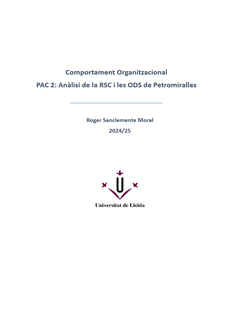 PAC 2 - Anàlisi de La RSC I Les ODS de Petromiralles - Roger ...