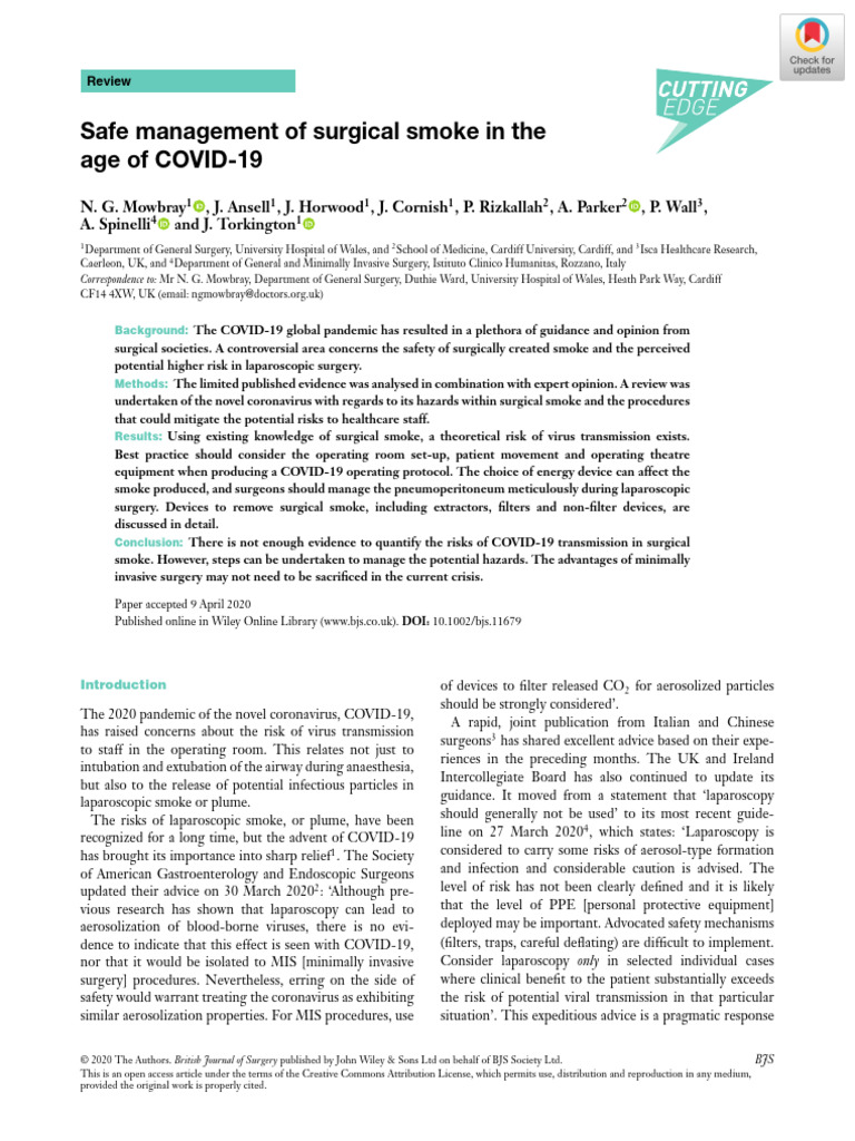 2020 - 10.1002@bjs.11679 Confrence Paper For Medical Data | PDF | Virus