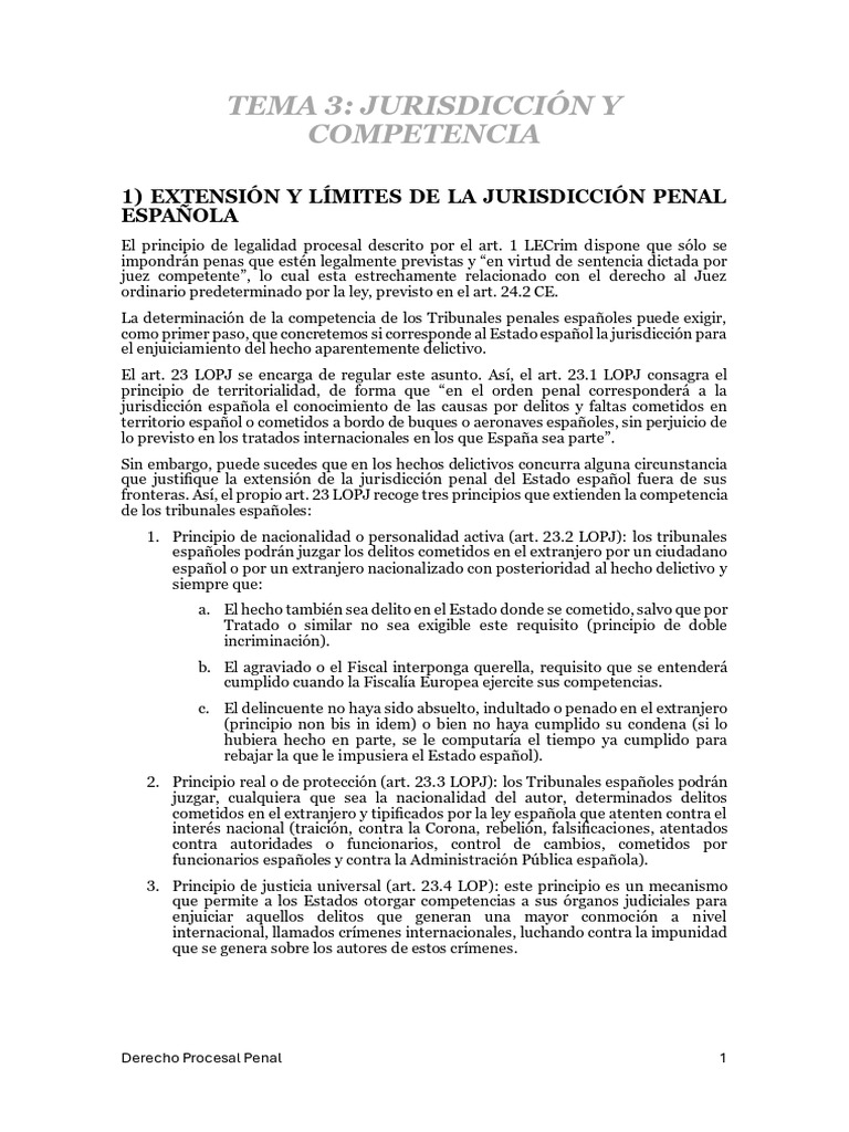 Tema 3. Jurisdicción y Competencia | PDF | Judicaturas | Jurisdicción