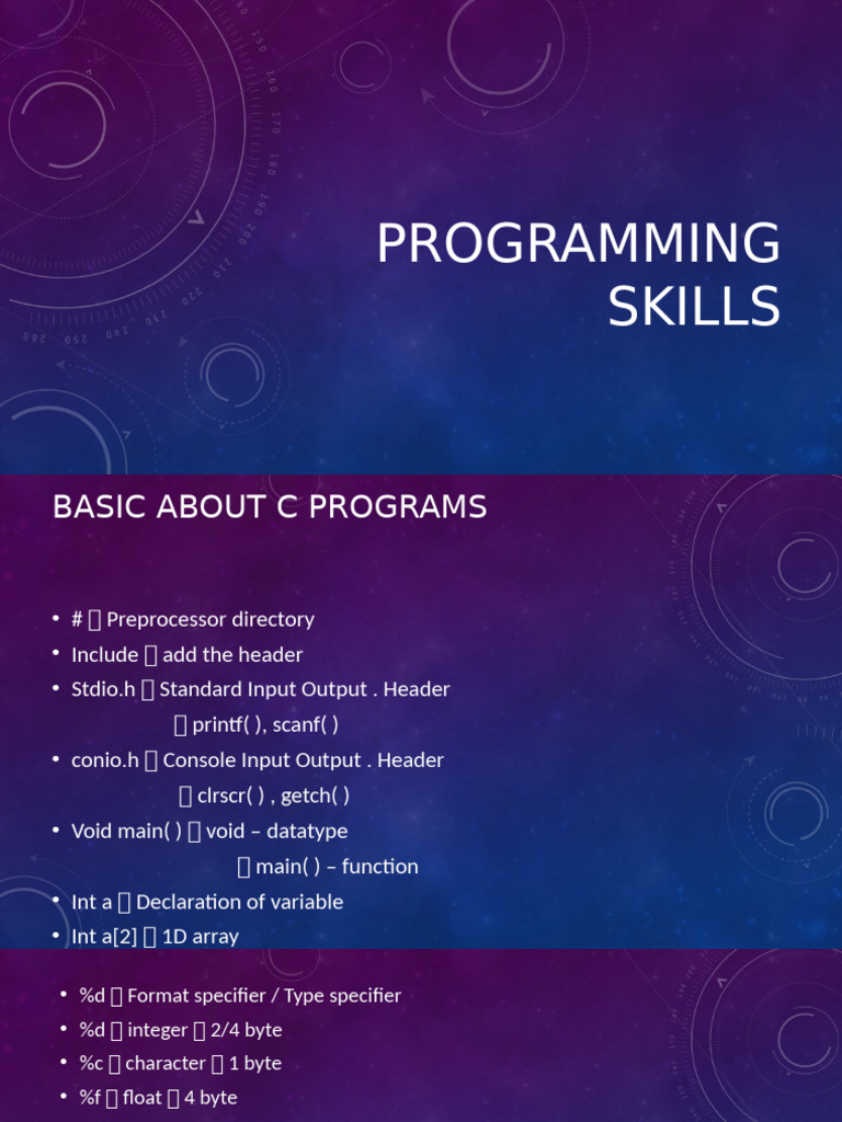 C Programming Basics and 2D Arrays | PDF | Integer (Computer Science ...