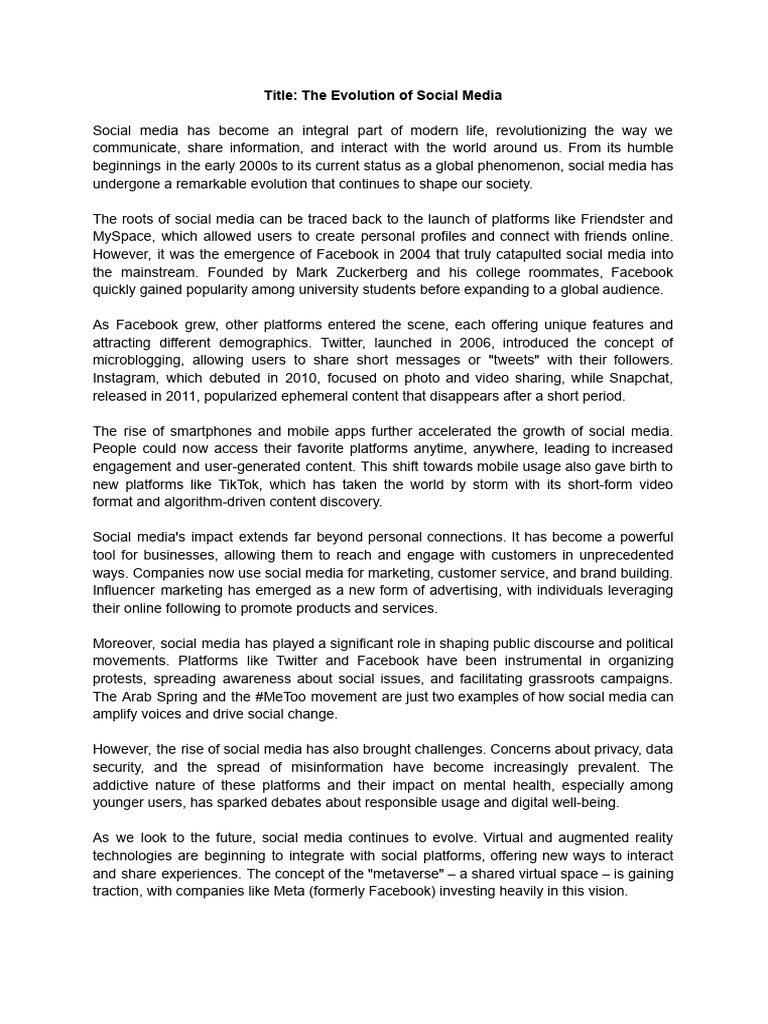 Evolution of Social Media Overview | PDF | Popular Culture & Media ...