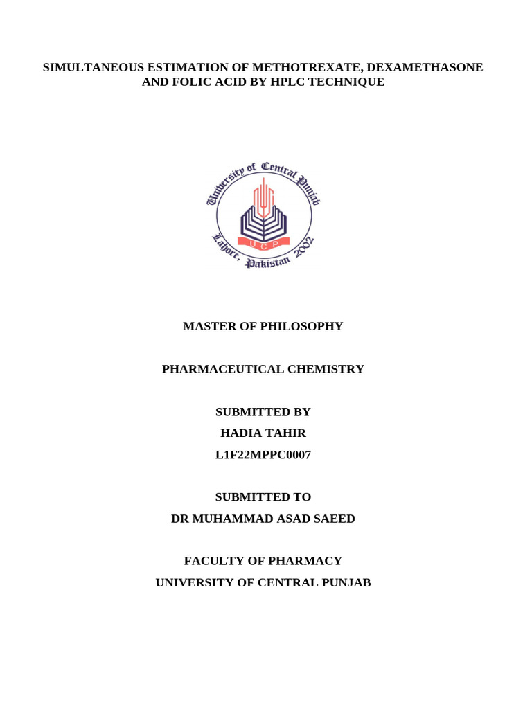 HPLC Based Simultaneous Determination of Methotrexate | PDF | High ...