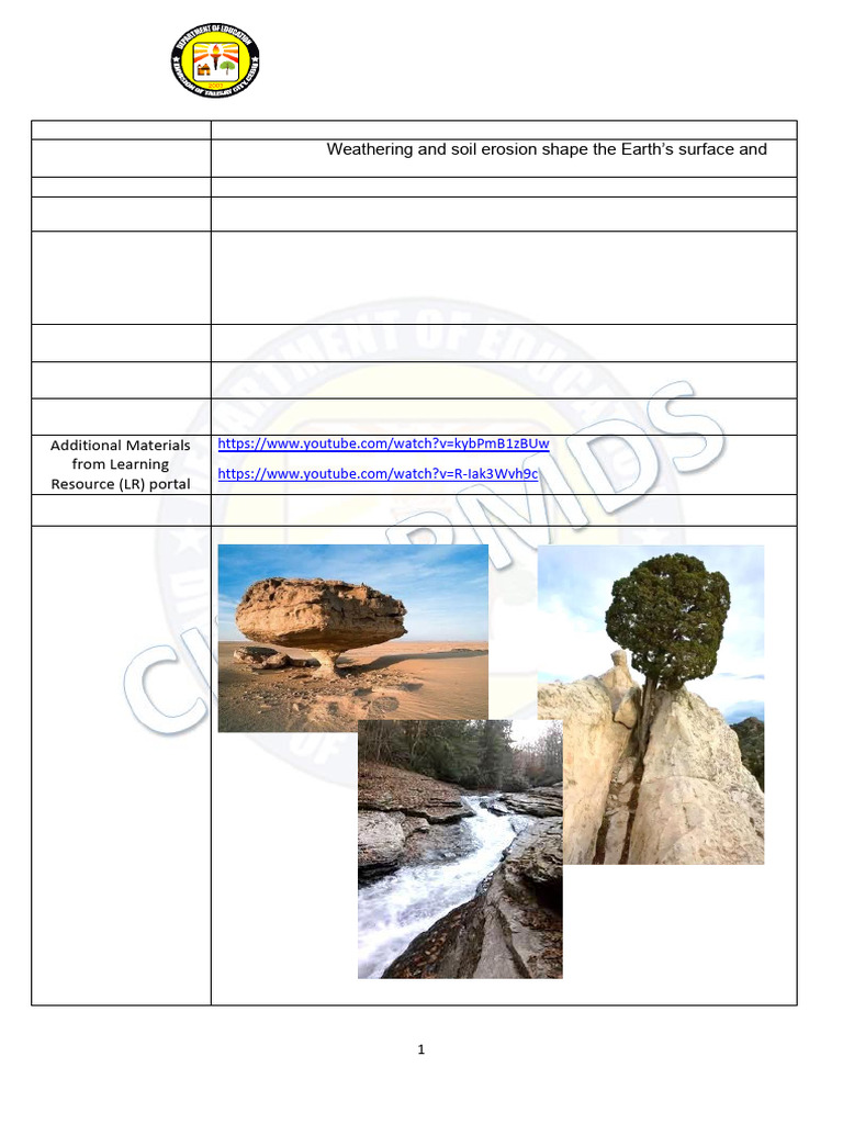 Self Learning Kit in Science 5 Q4W1 Mañacap 1 | PDF | Weathering | Rock ...