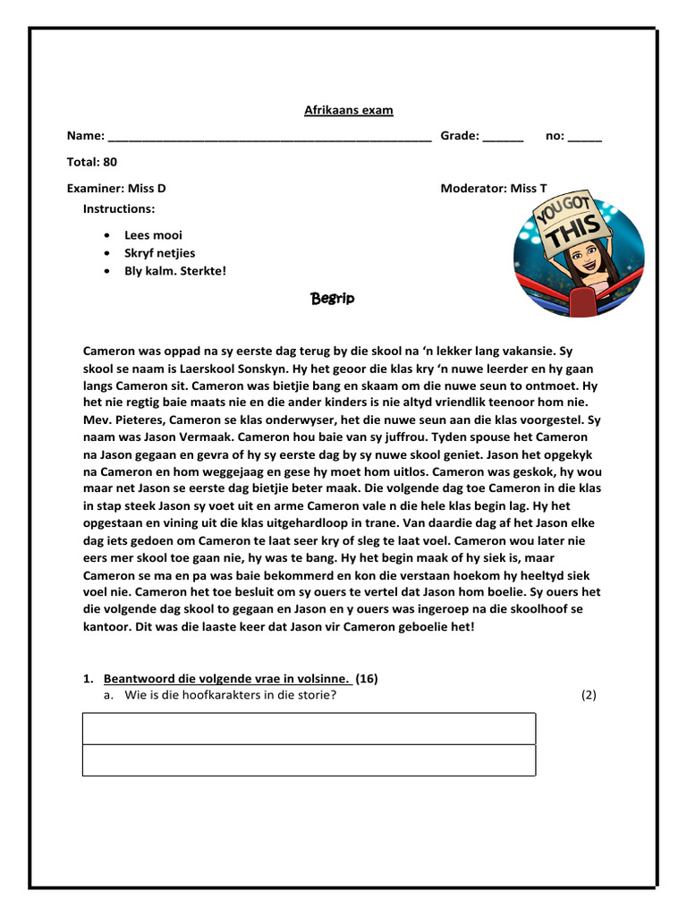 Afrikaans Exam Pdf
