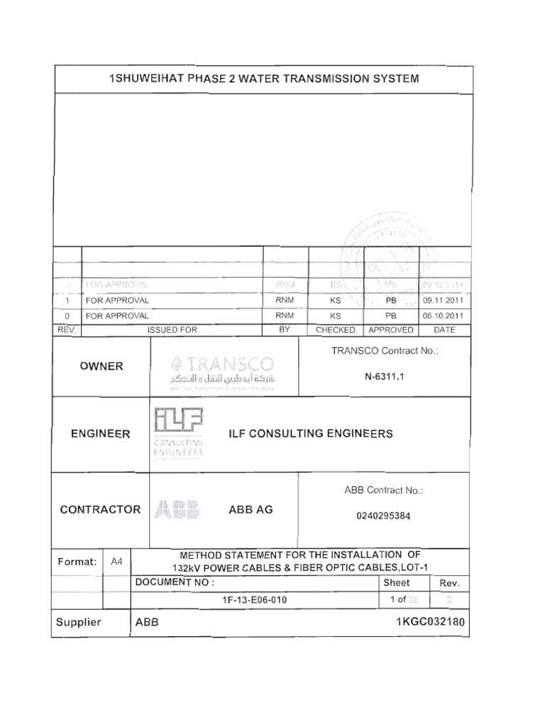 Method Statement For Cable Installation Works | PDF | Cable ...