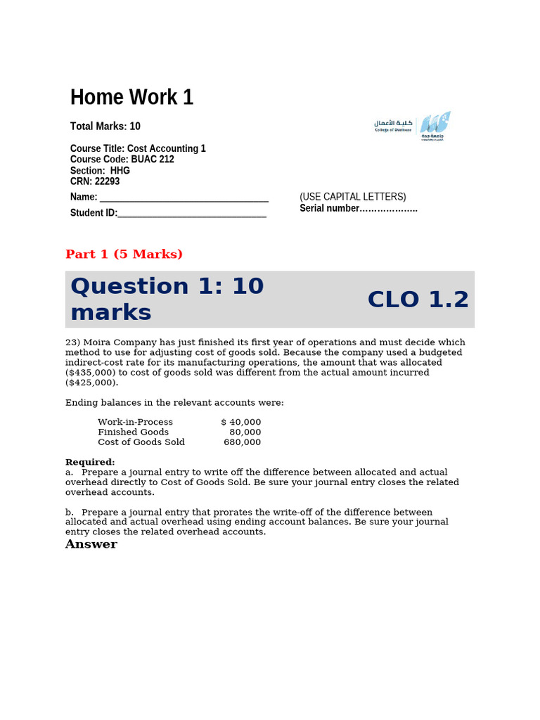 Home Work 1 Student | PDF