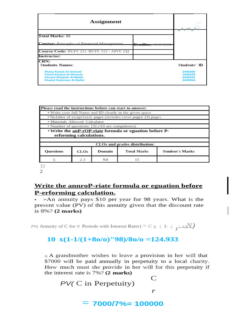 Financial Management Assignment Guide | PDF | Net Present Value ...