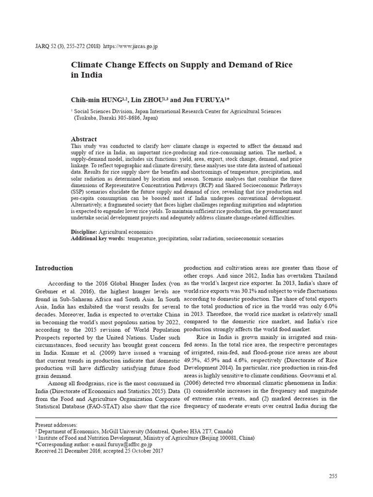 Climate Change Impact on India's Rice Supply | PDF