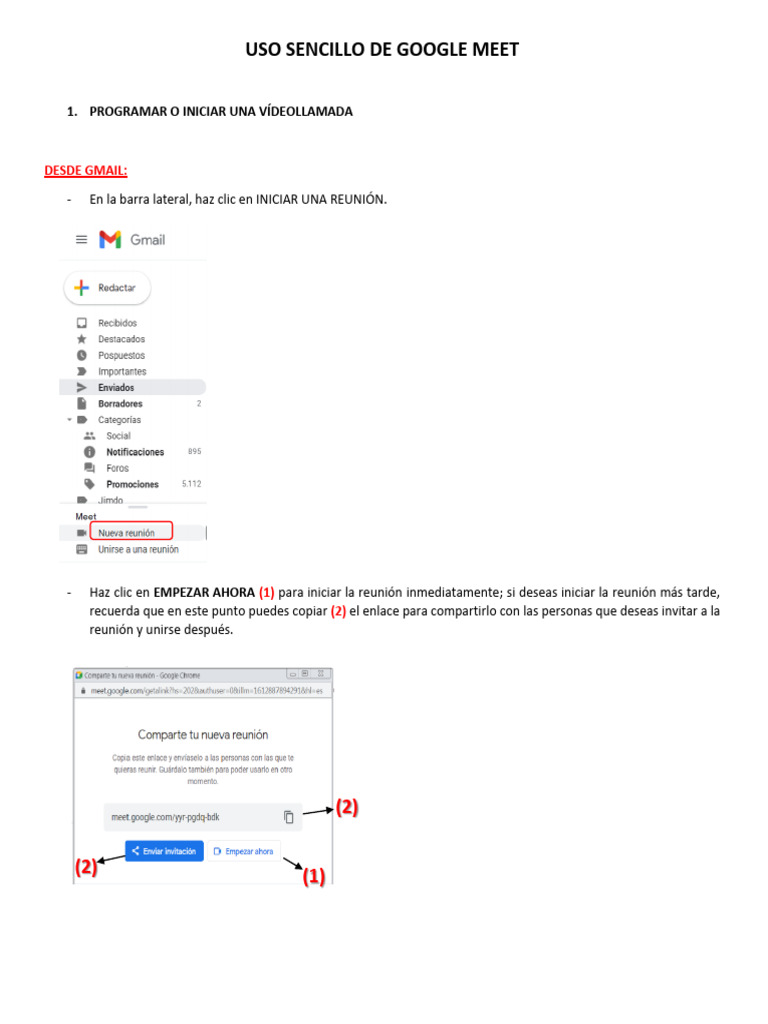 Guía Rápida para Usar Google Meet | PDF