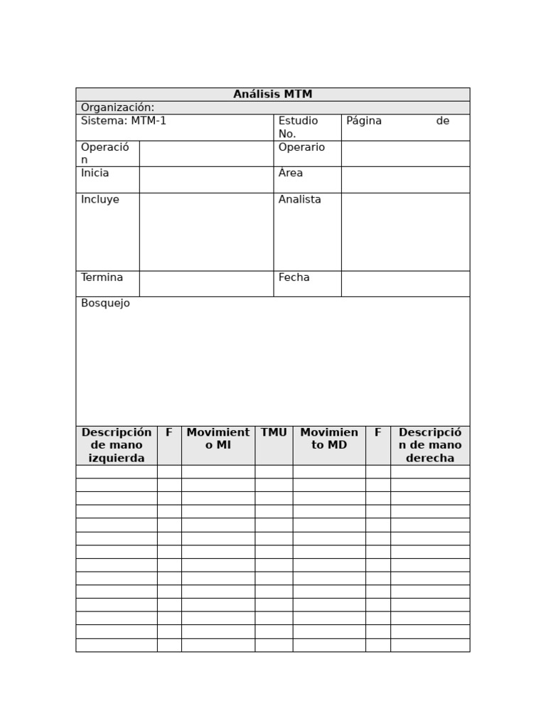 Formato MTM-1 - F2 | PDF