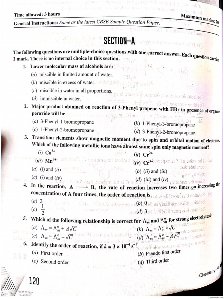 Sample Paper 3 Chemistry 2024-25 | PDF