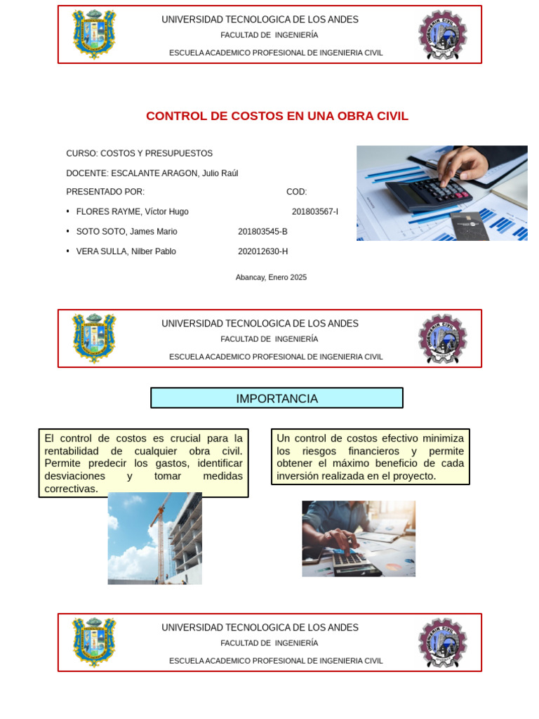 Control de Costos en Obras Civiles | PDF | Presupuesto | Ingeniero civil