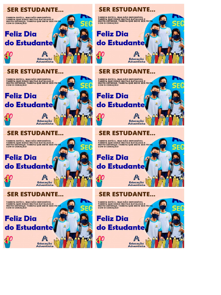 Cartão Dia Do Estudante Lápis | PDF