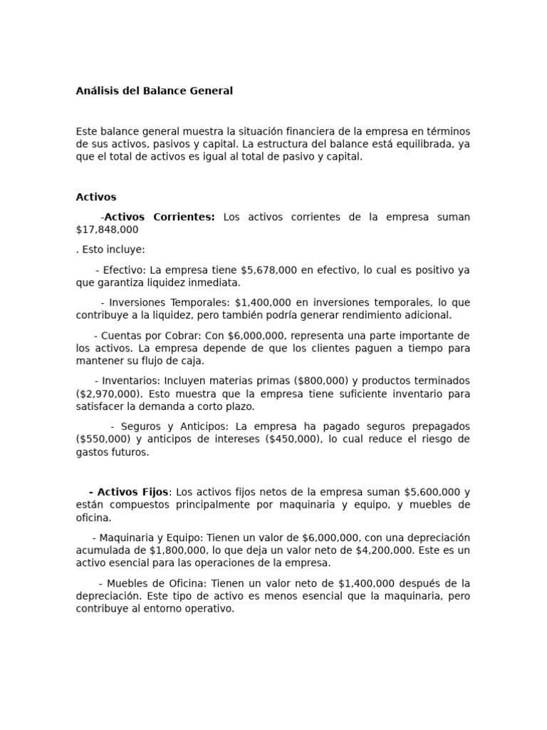 Análisis Del Balance General | PDF | Business | Hoja de balance