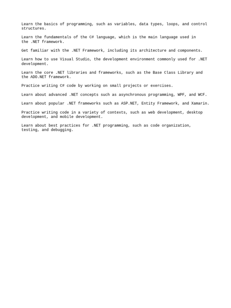 Dot Net Learning Steps | PDF