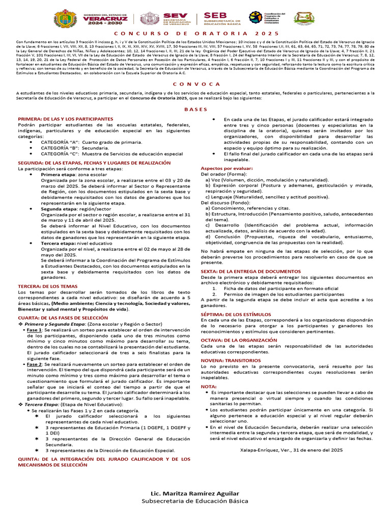 Concurso de Oratoria 2025 en Veracruz | PDF