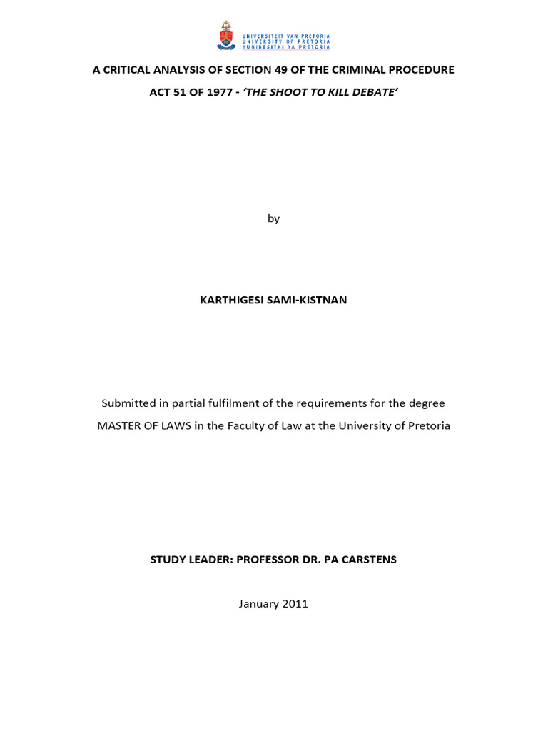 Analysis of South Africa's Section 49 Debate | PDF | Crimes | Crime ...