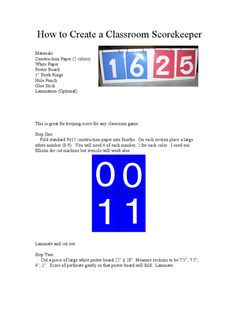 DIY Classroom Scorekeeper Guide | PDF
