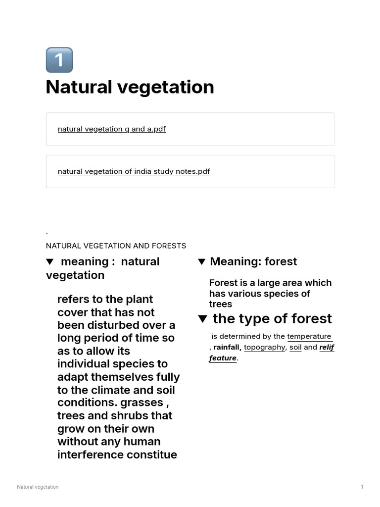 Natural Vegetation of India Overview | PDF | Forests | Soil