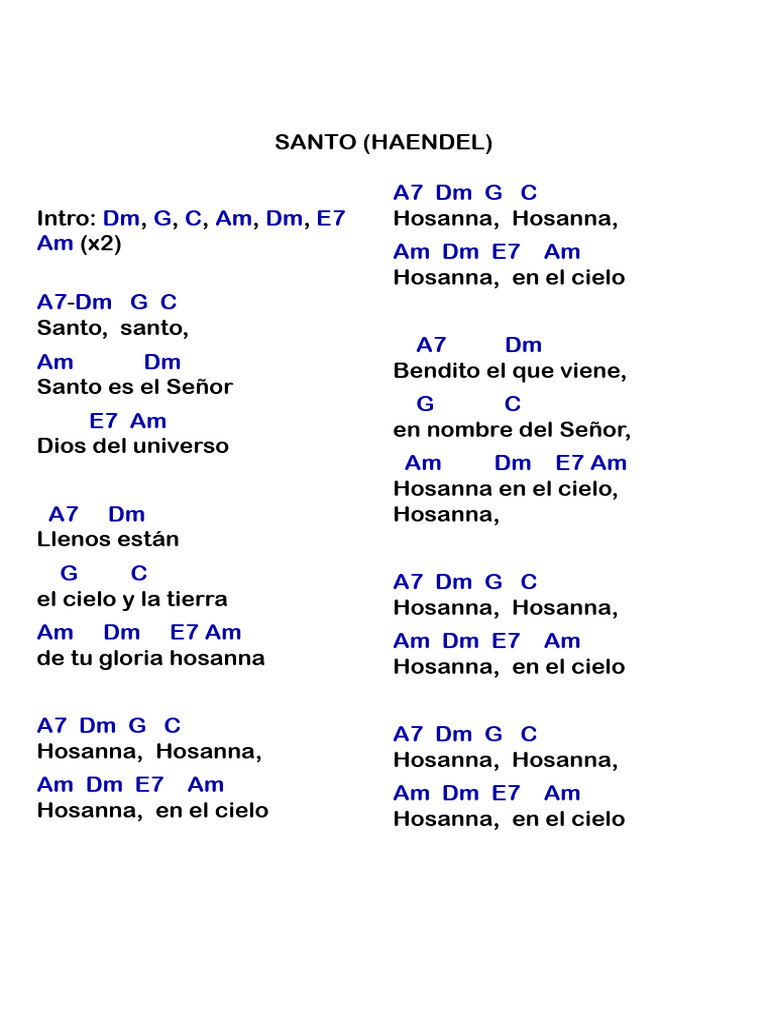 Santo de Haendel: Letra y Acordes | PDF