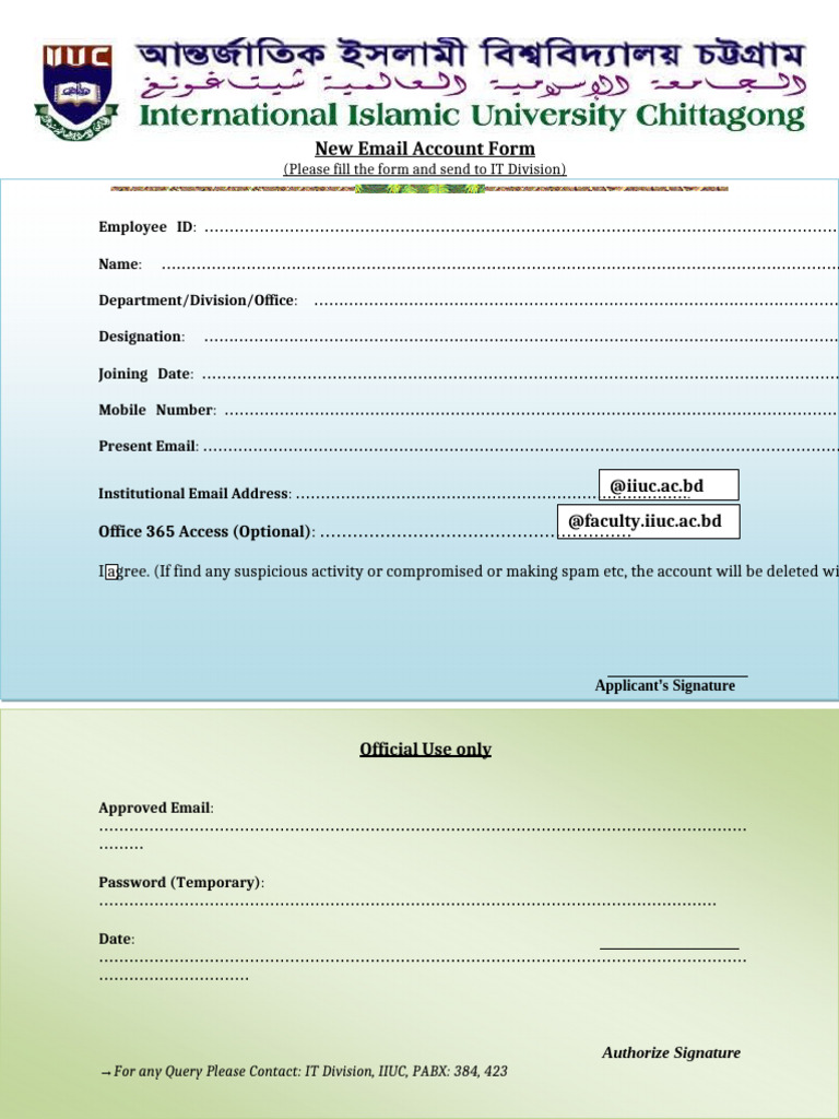New Email Account Request Form | PDF
