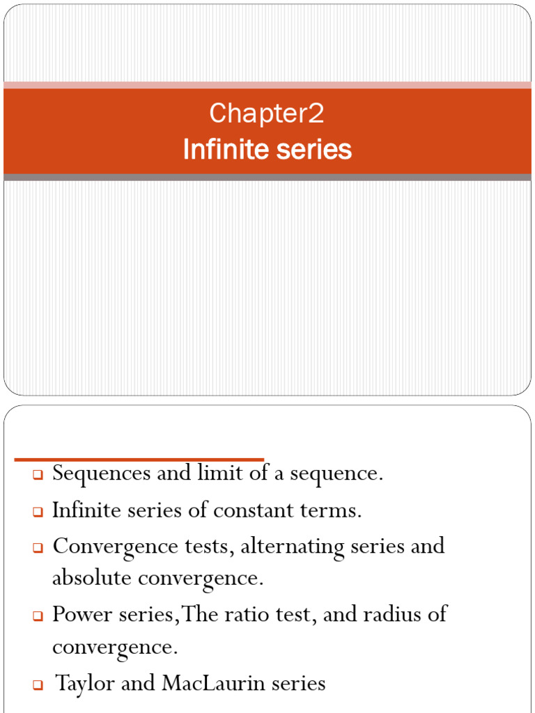 Infinite Series and Convergence Tests | PDF | Power Series | Sequence